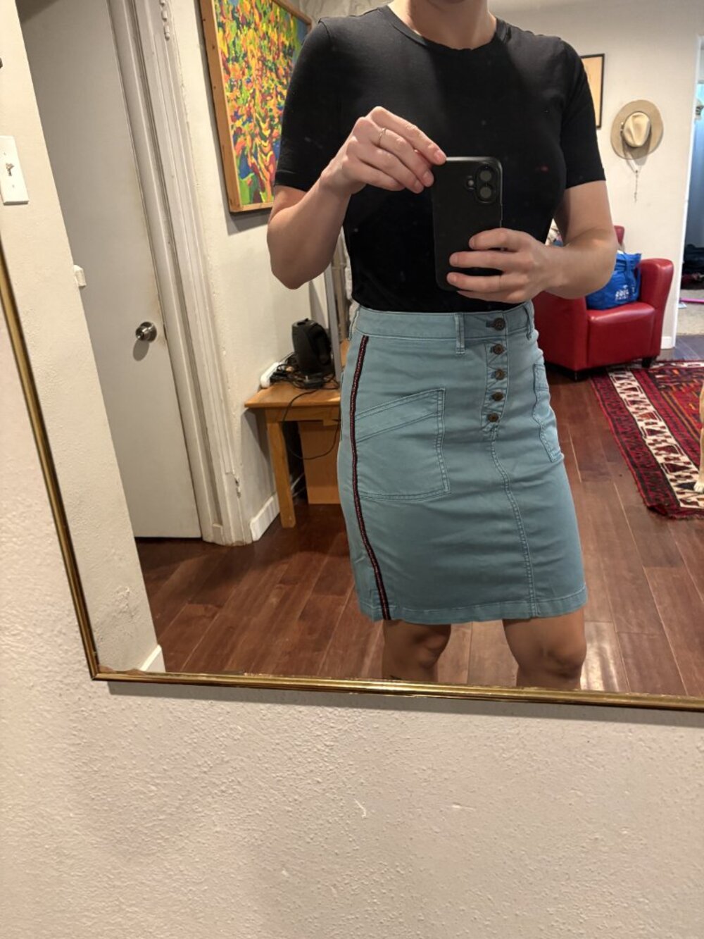 Anthropologie Blue Midi Skirt
